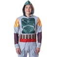 thumbnail image 2 of Star Wars Mens' Boba Fett Hooded Costume Union Suit One-Piece Pajama, 2 of 7