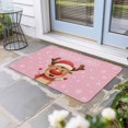 thumbnail image 2 of Merry Christmas Doormat Outdoor Entrance 18"x30", Pink Winter Xmas Hat Deer Snowflake Absorb Moisture Dirt Door Mats, Non-Slip Rubber Backing Floor Mats Indoor, Low-Profile Front Door Rugs, 2 of 9
