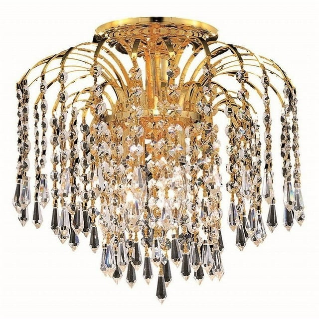 Elegant Lighting Falls 16" 4 Light Elements Crystal Flush Mount