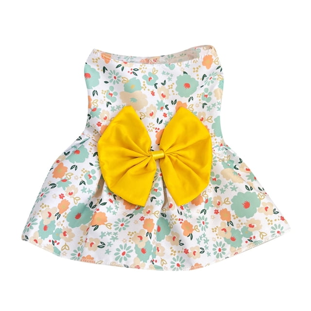 Floral Pet Dress - Polyester Fabric, Adjustable Snap Buttons, Breathable Mesh, Leash Attachment, Suitable for Small Dogs & Cats