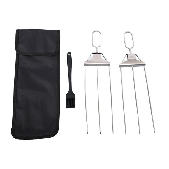 Brochetas de acero inoxidable de 3 puntas para asar, barra de empuje resistente, brochetas de barbacoa para carne, frutas y verduras