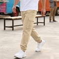thumbnail image 6 of Dwellite Mens Sweatpants Drawstring Elastic Waist Cargo Joggers with Pockets Casual Fashion Solid Color Sweat Pants Khaki S, 6 of 9