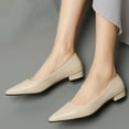 thumbnail image 4 of Miluxas Womens Dress Pointed Toe Matte Leather Slip On Party Chunky Low Heel Pumps Shoes Beige 6(37), 4 of 8