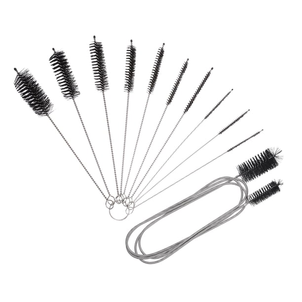 Cepillo Flexible para Drenaje Uxcell de 61 Pulgadas, Cepillo Largo para Pajitas de Nylon, Cepillo Limpiador de Tubos, Negro 1 Juego/11 Piezas