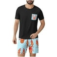 thumbnail image 1 of Ensembles de Pyjamas 2 Pcs pour Hommes Ultra Doux Texturés Costumes Athlétiques Extensibles Col Rond Manches Courtes Chemises Athlétiques Extensibles Séchage Rapide Vêtements de Détente Shorts Ensembles d'Été Hommes 2 Pcs Chemise de Nuit, 1 of 6