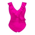 thumbnail image 4 of Hvot&aat Women's One Piece Swimsuits Ruffle V Neck Sleeveless Bathing Suit Ruffle Tummy Control Solid Color Swimwear, 4 of 5