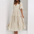thumbnail image 2 of Vestido ajustado con mangas abullonadas Vintage para mujer Vestido largo sexy Color sólido Traje diario FLhrweasw Nuevo, 2 of 9