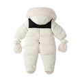 thumbnail image 4 of GYRATEDREAM Baby Winter Warm Puffer Solid Zipper Romper Hooded Snowsuit with Mittens 3-18 Months, 4 of 10
