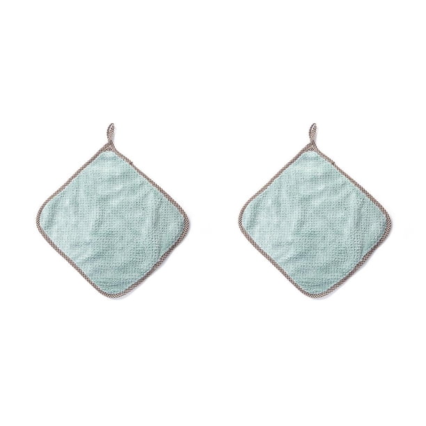 sweethay Paño de cocina absorbente, vajilla antiadherente, trapo de grueso con aceite, toalla de comedor para el hogar, limpieza Verde 2piezas