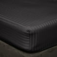 thumbnail image 4 of Sheet Set 4 PC-100% Egyptian Cotton, 300 TC, Breathable & Cooling Sheets-Flat Sheet, Fully Elasticized Fitted Sheet with 18" Deep Pocket & 2 Pillowcases-Dark Gray Stripe, Full/Queen Size, 4 of 6