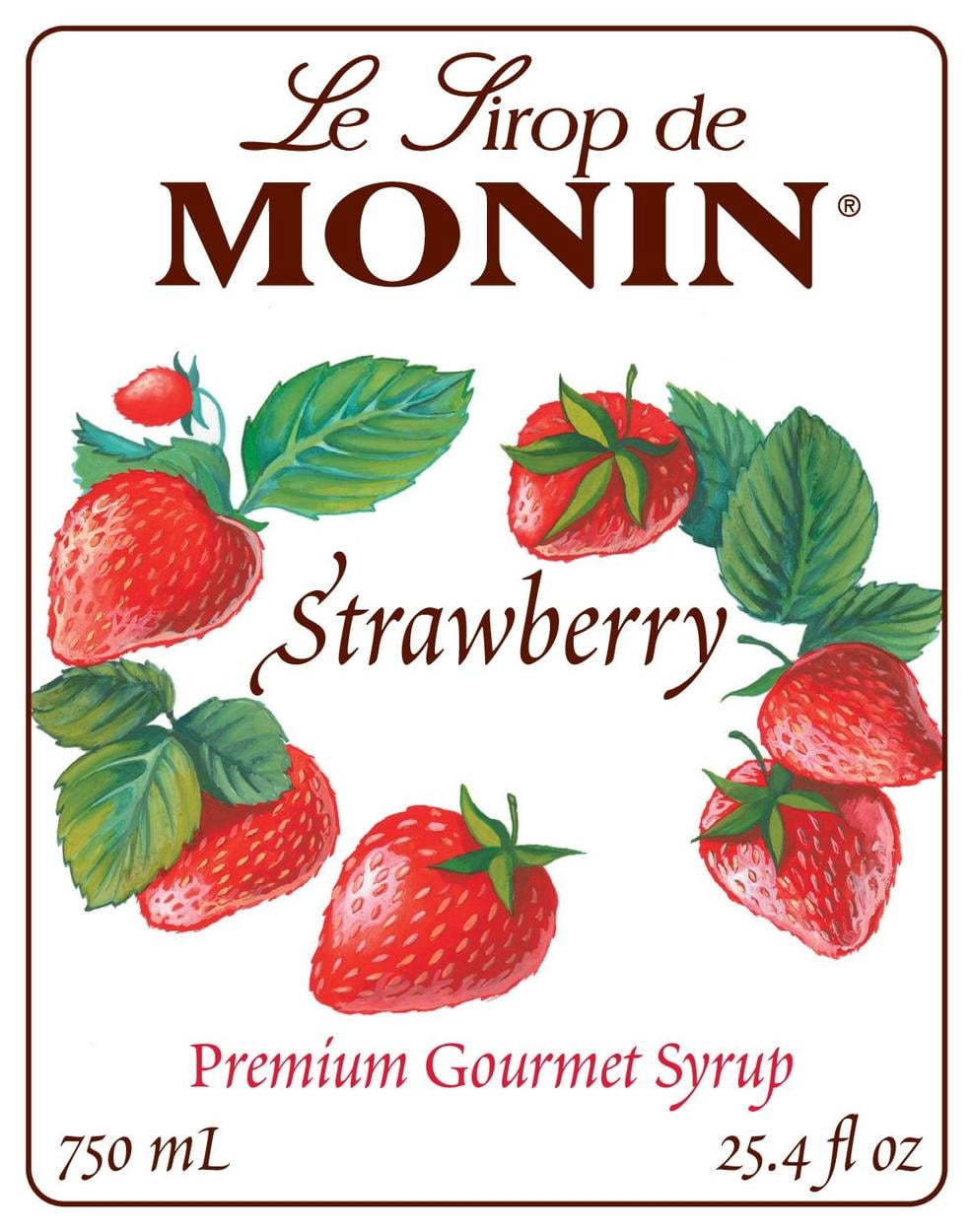 Monin - Strawberry Syrup, Mild and Sweet, Great for Cocktails and Teas, Gluten-Free, Non-GMO (750 ml)