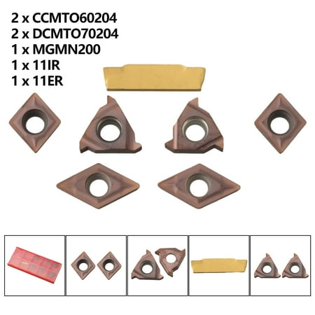 

7pcs Carbide Insert Set for 10mm Shank Turning Tool Holder CCMT060204/11IR/11ER
