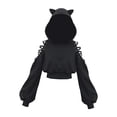 thumbnail image 4 of Sudadera con capucha de gran tamaño para mujer Hugo SG góticas Punk de gato de Halloween manga larga, 4 of 7