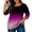 Hot Pink, variant on Women Plus Size Casual Tunic Top 3/4 Sleeve Gradient Color Round Neck Loose Fit Pullover Blouse Summer Fashion Daily Wear