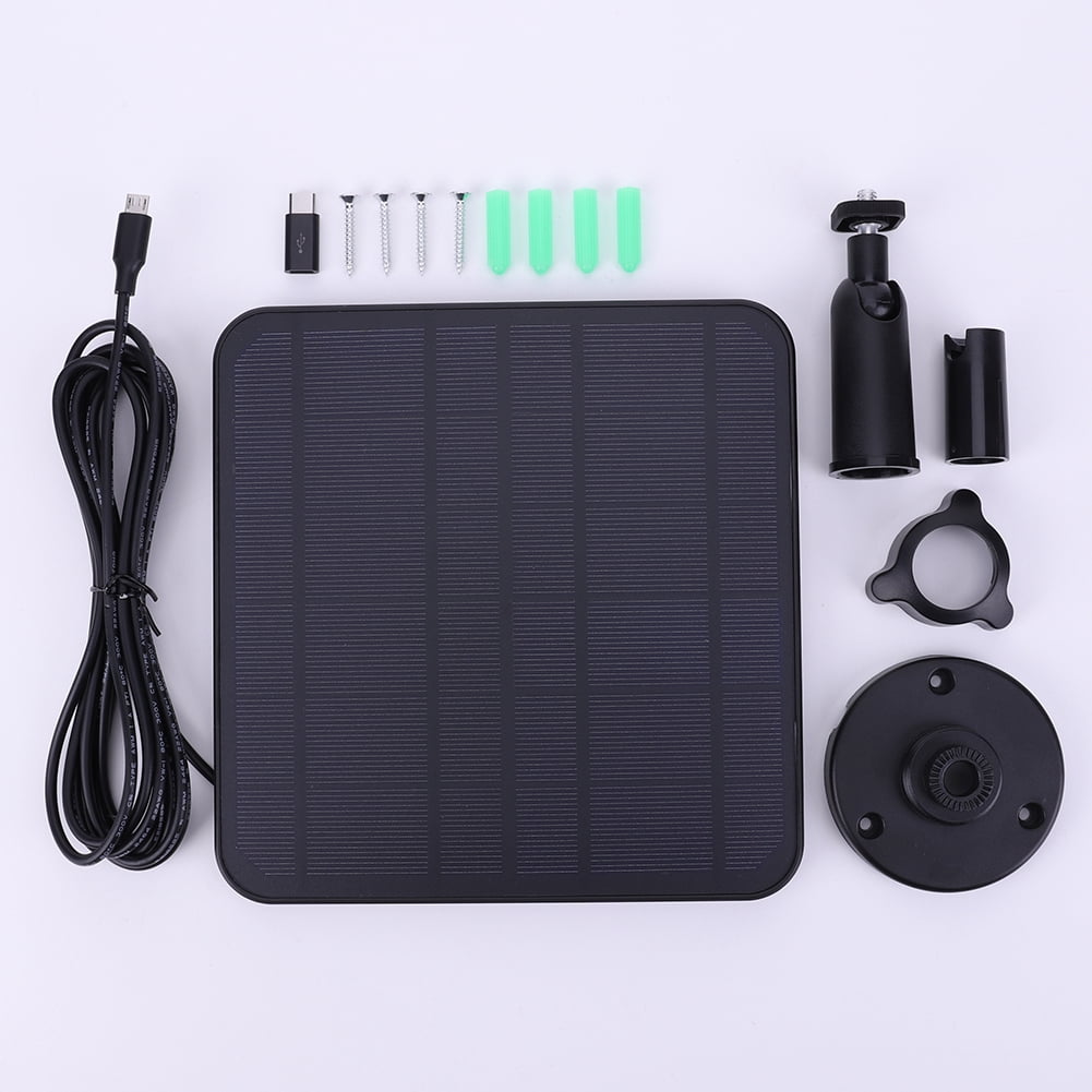 6W 5V Solar Panel for Security Camera, IP65 Waterproof Monocrystalline Solar Charger with 360° Adjustable Mount, 2.8m Cable, Micro USB & Type-C 2-in-1 Interface for EufyCam 3/3C/2/2C/2 Pro (Black)