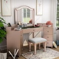 thumbnail image 2 of Furniture of America Laek Glam Wood 3-Piece Vanity Set in Blush Pink, 2 of 9