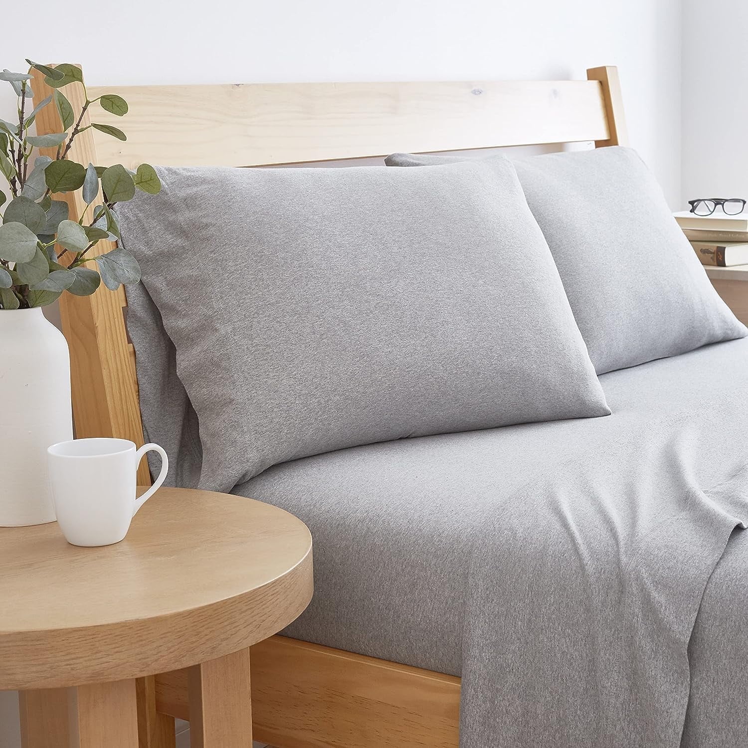 Sleepdown Jersey Knit Full Size Sheets 4pc, Heather Grey – picture 5