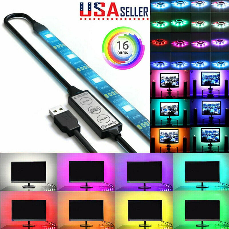 USB RGB 5050 LED Bias Lighting Strip For TV LCD HDTV Monitor Background Light 1M 