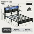 thumbnail image 6 of Bestier Queen Size Bed Frame Upholstered LED Platform Bed with Foldable Trip Shelves and Storage Headboard Charge Station, Black, 6 of 10