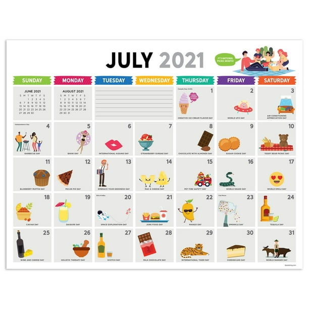 Academic Year July 2021 - June 2022 Every Day's A Holiday Large Desk Pad Monthly Blotter Calendar - Walmart.com