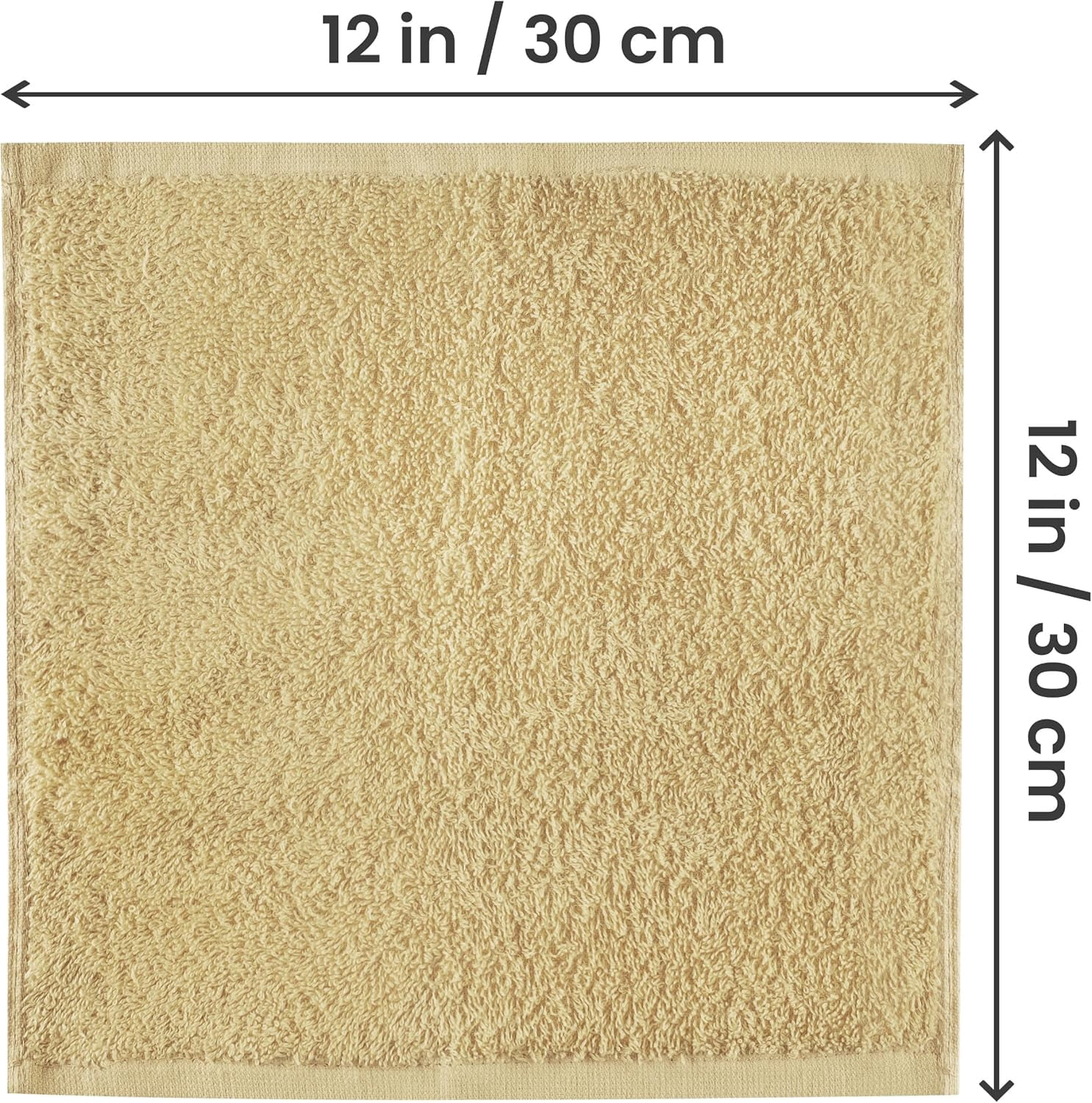 JJEAN-12 Pack Cotton Washcloths Set, 100% Ring Spun Cotton, Premium Flannel Face Cloths, Highly Absorbent and Soft Feel Fingertip Towels, Beige