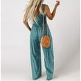 thumbnail image 4 of Zpanxa Jumpsuits for Women Casual Fashion Elastic Waist Loose Printing Sleeveless Pockets Wide Leg Long Pant Jumpsuit Blue XL, 4 of 4