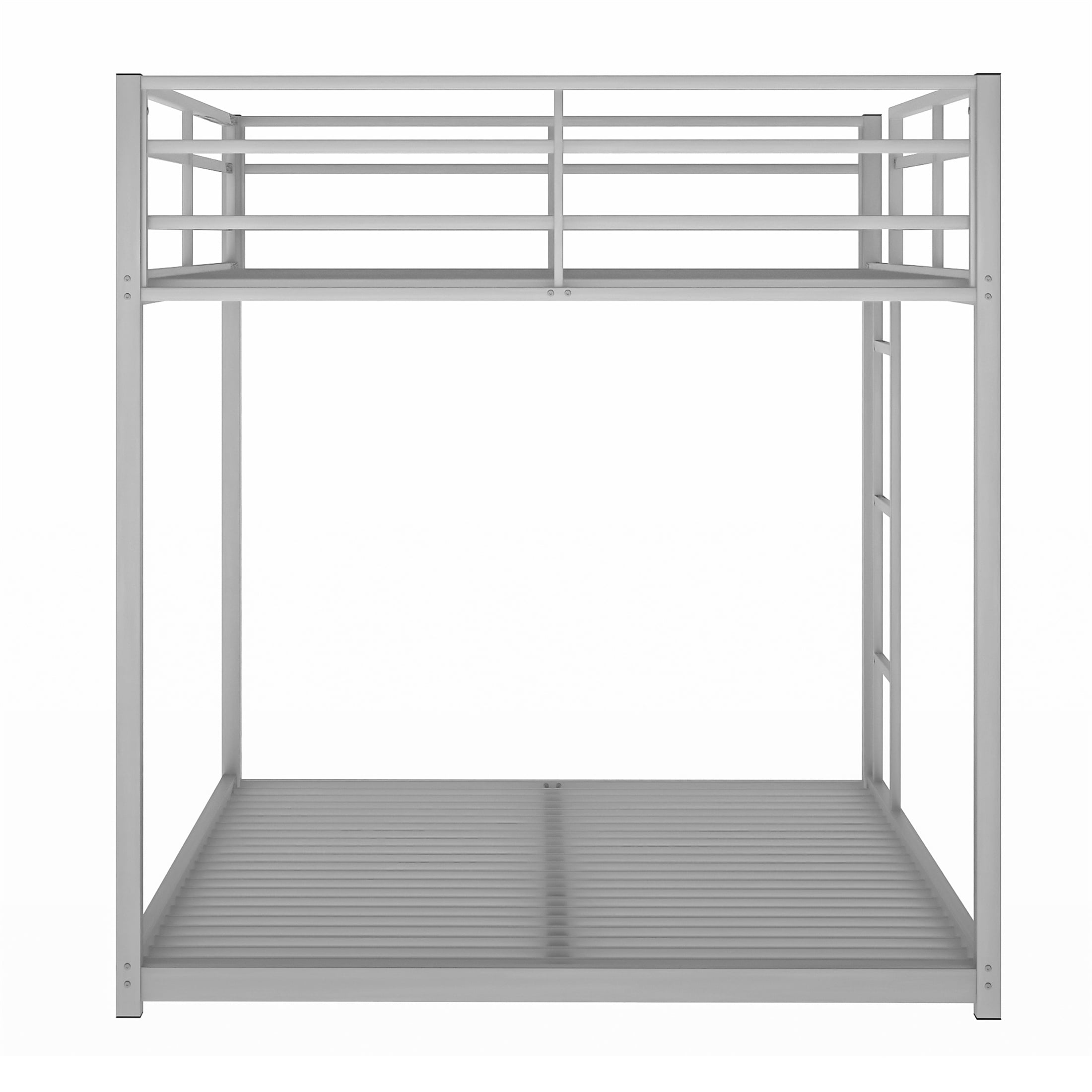 Aukfa Full over Full Bunk Bed, Metal Low Bunk Bed for Adults Teens, Space Save, Silver