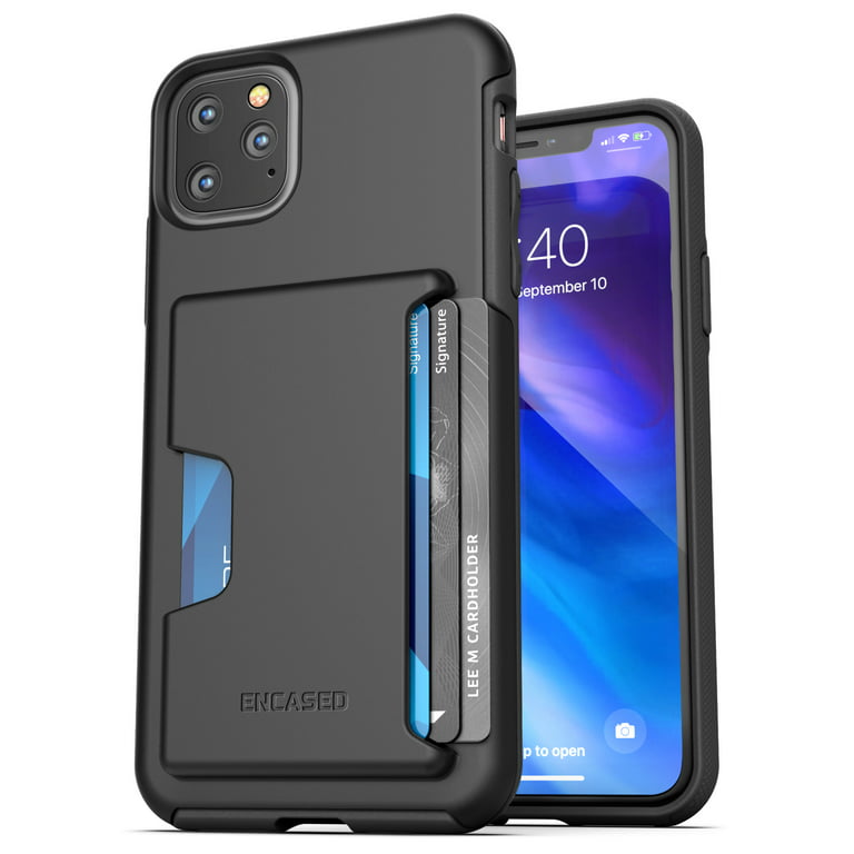 Encased Apple iPhone 11 Pro Max Wallet Case (2019) Ultra Durable Cover with  Card Holder Slot (4 Credit Cards Capacity) Black 