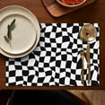 thumbnail image 5 of Black and White Wavy Checkerboard Pattern Summer Placemats Table Placemats Set Of 4-Linen Kitchen Washable Placemats Table Mats 11.8"x17.7" Non-Slip Heat Resistant, 5 of 6