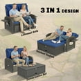 thumbnail image 3 of Outsunny Patio Rattan Daybed, Wicker Outdoor Daybed with Storage Ottoman, Loveseat Sofa with Adjustable Backrest, Side Tables, Navy Blue, 3 of 9