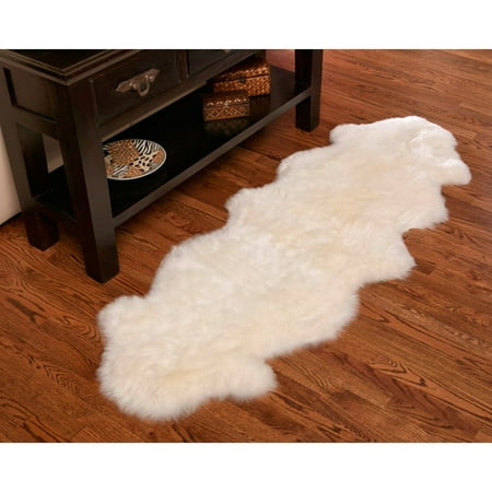 - Shear Style Natural Double Sheepskin Area Rug, Natural