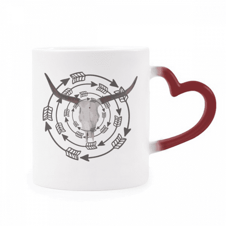 

Arrows Horns Radiate Around Heat Sensitive Mug Red Color Changing Stoneware Cup