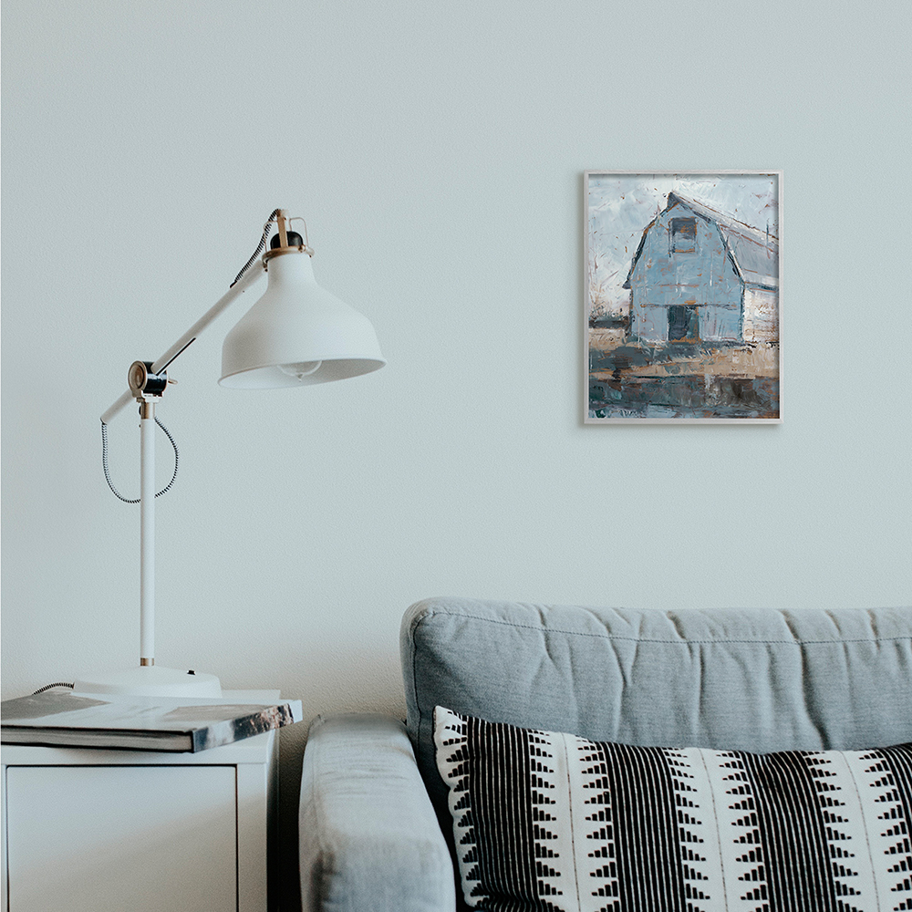 Stupell Industries Abstract Distressed White Barn Farm Architecture Gray Framed by Ethan Harper