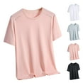 thumbnail image 4 of Lovskoo Shirts for Men Round Neck Short Sleeve Solid Color Summer Thin Breathable Loose T Shirt Vacation Beach Summer Tops Pink, 4 of 4