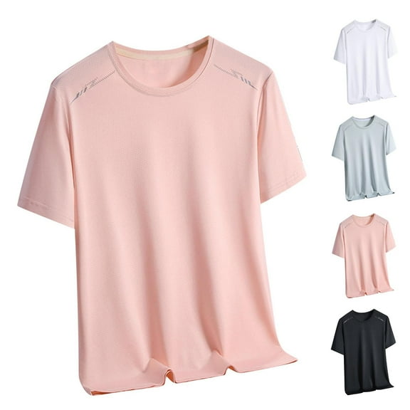 Hrsba Men's Plain Solid Color T Shirt Thin Breathable Material Loose Short Sleeve Crew Neck Casual Wear Great for Summer