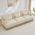 thumbnail image 3 of 100" Comfy Chenille Leopard Print 3-Seater Modular Sectional Sofa, Ergonomic Design, Easy Assembly, Deep Seat, Beige Coffee, 3 of 8