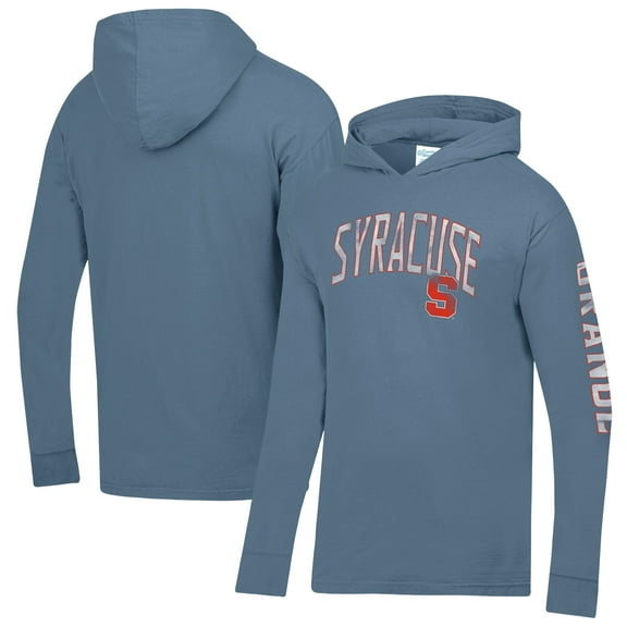 Men's ComfortWash Blue Syracuse Orange Long Sleeve Hooded T-Shirt