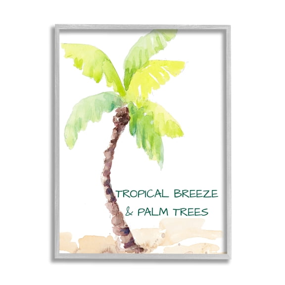 Stupell Indtries Tropical Breeze & Palm Trees Phrase Soft Beach,16 x 20,Design by Lanie Loreth