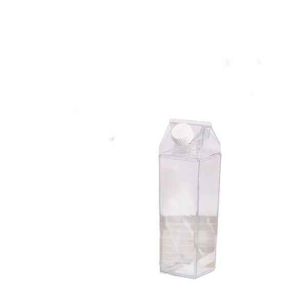 17oz Milk Carton Water Bottle Clear Plastic Portable Cup for Daily Use, Reusable Square Juice Container for Travel(16.9OZ,Clear)