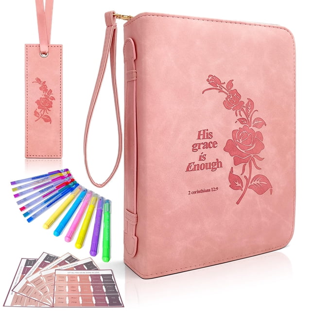Funda de piel sintética impermeable ZQYJJ para biblias de 17,4 pulgadas, color rosa