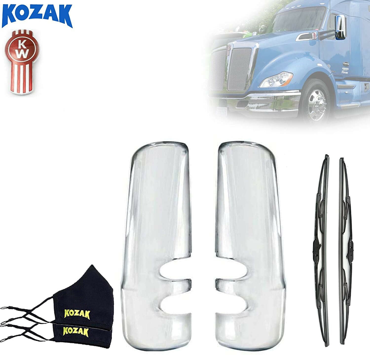 Kozak Chrome Finish Hood Mirror RH for Kenworth T680 2000-2017 Semi Trucks PLUS Kenworth LOGO Emblem and 2x22 Inch Windshield Wipers Included Passenger Side Kozak Chrome Finish Hood Mirror RH for Kenworth T680 2000-2017 Semi Trucks PLUS Kenworth LOGO Emblem and 2x22 Inch Windshield Wipers Included Passenger Side