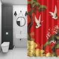 thumbnail image 3 of Crane Pine Shower Curtain for Bathroom, Flower Retro Gold Red Theme Classic Art Waterproof Cloth Fabric Bathroom Accessories Set with 12 Rust Proof Plastic Hooks, 36"x78", 3 of 9