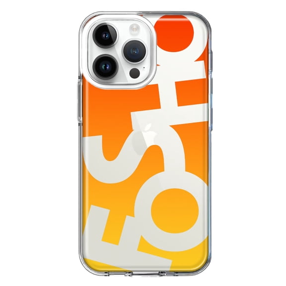 MUNDAZE Case for Apple iPhone 15 Pro Max Slim Hard Shell Soft TPU Hybrid Shockproof Heavy Duty Protective Phone Cover - Orange Yellow Clear Funny Text Quote Fosho