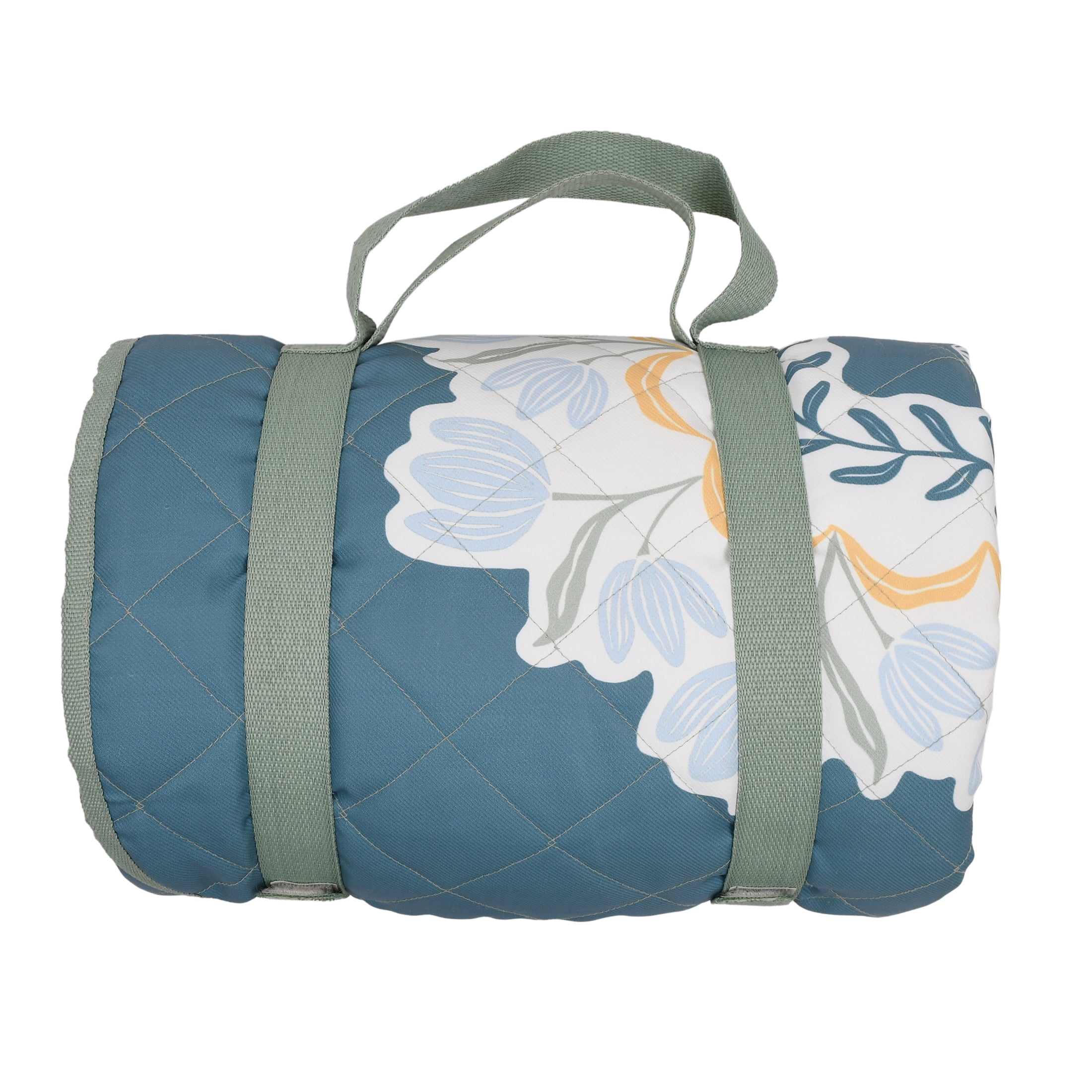 Better Homes & Gardens Sylvia Reversible Floral Outdoor Blanket Teal Stone 72 x 72