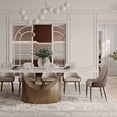 thumbnail image 4 of POVISON 79"Hobart Modern Minimalist Dining Table for 6-8, White Rectangular Glossy Sintered Stone Tabletop, Bronze Carbon Steel Leg, 4 of 11