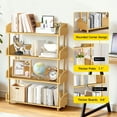 thumbnail image 3 of OUTONLIFE 4-Tier Wooden Bookshelf, 45" Tall Bookshelf, Independent Plant and Flower Stand, Modern Open Bookcase, Ideal Ladder-style Bookshelf for Office, Study, Bedroom, Bathroom, Wood Color, 3 of 9