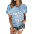 thumbnail image 2 of Blusa de manga corta con cuello redondo y estampado de lazo suelto para mujer Pompotops  hfajkhk140535, 2 of 6