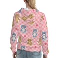 thumbnail image 2 of Hoodies for Women - Cute bear pink checkered Comfrt Colour Drawstring Women'S Fashion Hoodies & Sweatshirts, Fall Outfits Clothes for Women 2024 Pullover with Kangaroo Pocket, 2 of 7