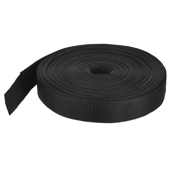 Lightweight Polypropylene Webbing Strap 0.8" 25 Yard Backpack Black for Luggage Cargo Straps