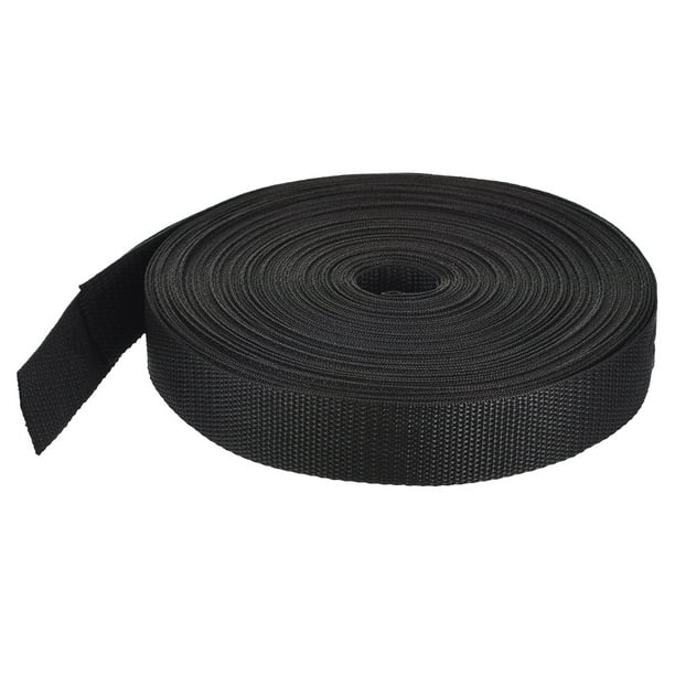 Correa de cinta de polipropileno liviana de 0.8" 25 yardas mochila negra para correas de carga de equipaje